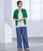 コットンリネン平織デニム　イージーワークパンツ